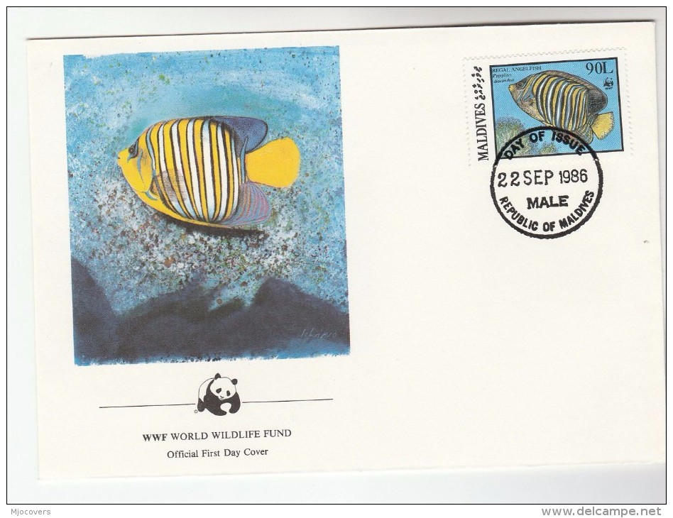1986 MALDIVES FDC Stamps Angelfish FISH  Cover WWF Panda - FDC