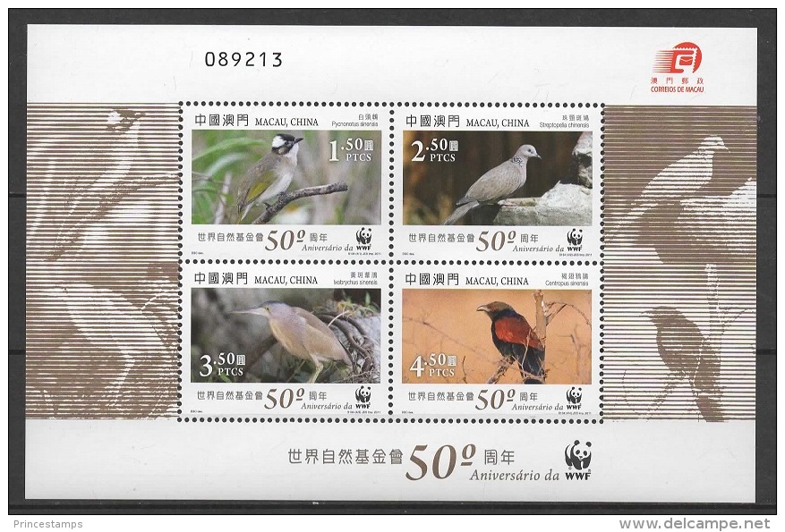 Macao - Macau (2011)  - Block -  /  Birds - WWF - Unused Stamps