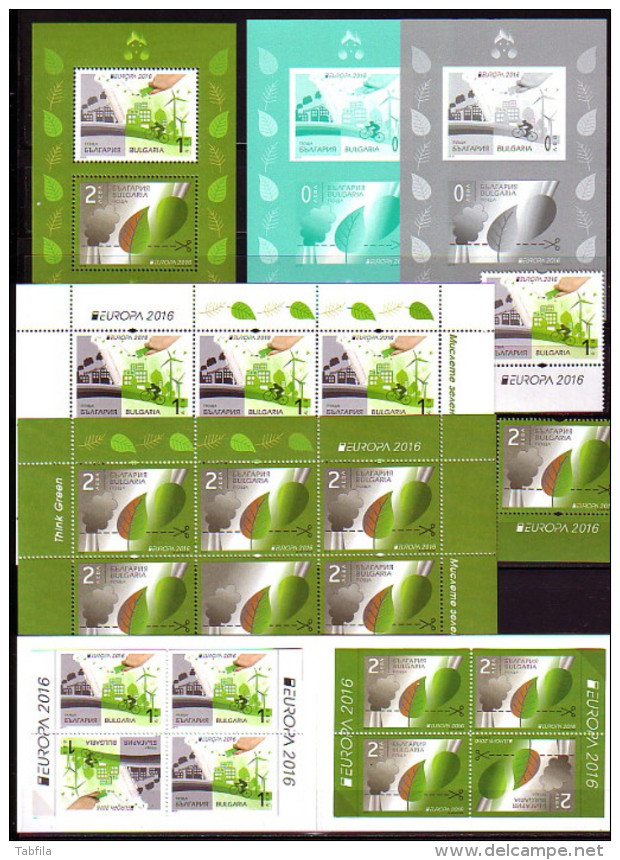 BULGARIA - 2016 - Europa-CEPT - "Pensar En Verde - Com. - 2 Tim. + Bl + 2 Bl Souv.+ 2 PF + Carnet - 2016