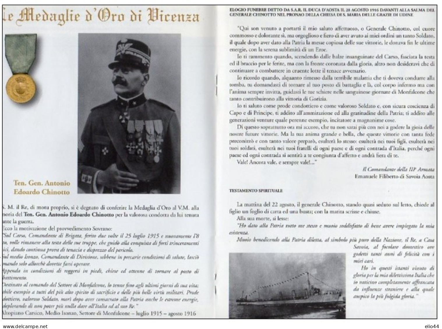 I VICENTINI DECORATI AL VALOR MILITARE NELLA GUERRA 1915 - 1918 - - Guerra 1914-18