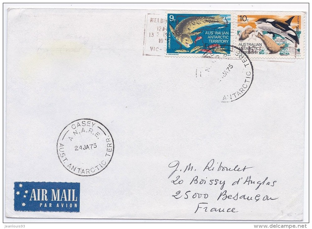 ANTARCTIQUE AUSTRALIEN - LETTRE 1975 ANAVE CASEY - Storia Postale