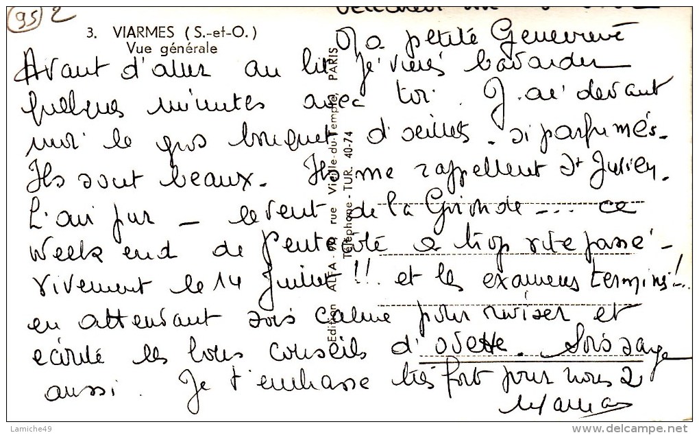 VIARMES Vue Générale CPSM Format CPA Circulée 1962 ( église Cheminée Usine ..) - Viarmes