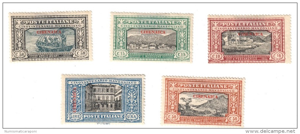 Cirenaica 1924 Manzni Serie 5 Valori Senza Il 5 Lire  S.4 Linguellata  FRA.724 - Cirenaica