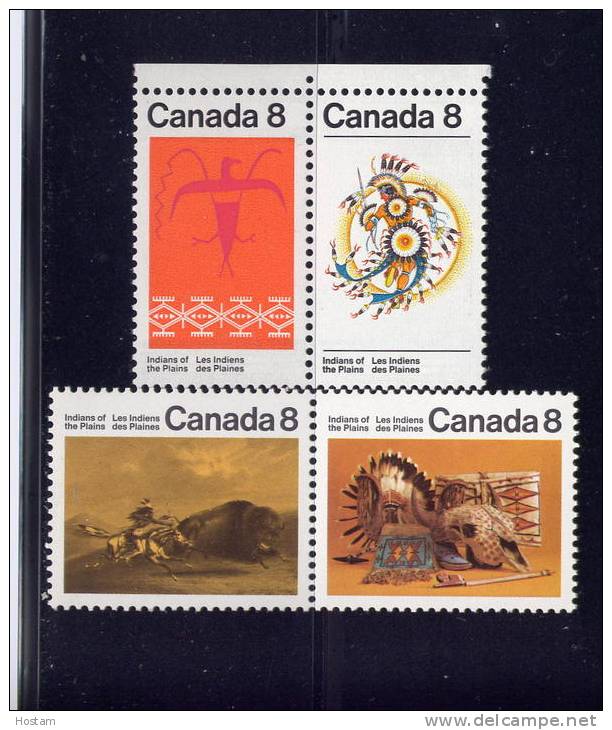 Canada, 1972,  #563a, 565a, PLAINS INDIANS, Set Of Se Tenant Pairs     Mnh - Nuovi