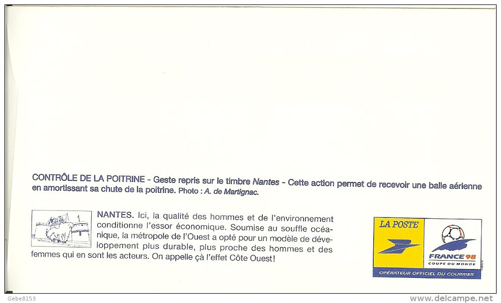 Enveloppe 1er Jour La Poste Timbre Nantes Contrôle De La Poitrine France 98 - 1998 – France