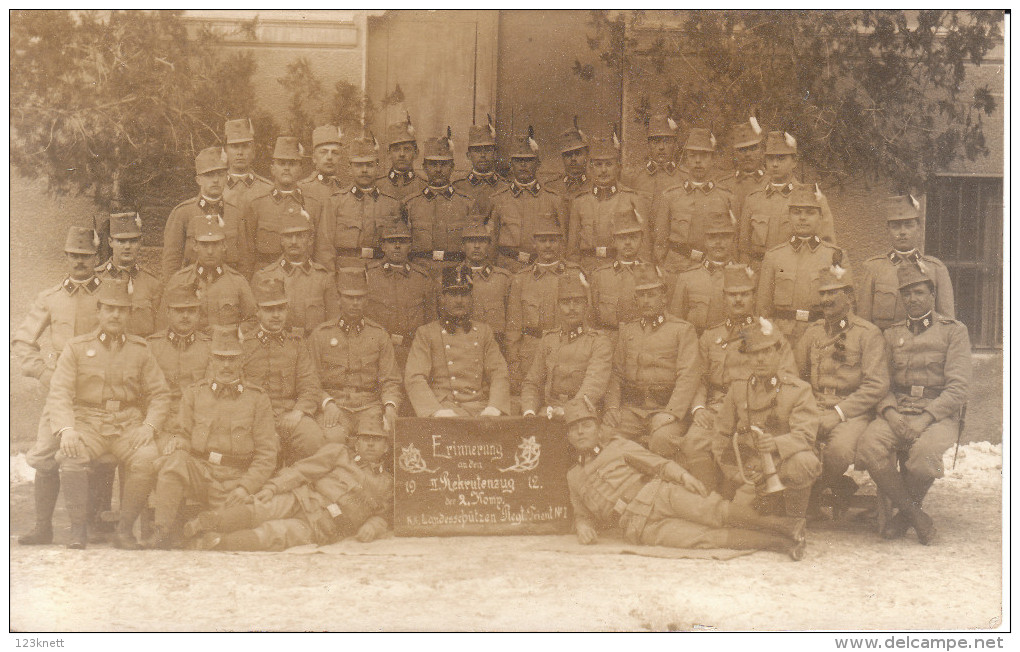 Erinnerungs - Foto Vom II. Rekrutenzug Der 2. Kompanie K.K. Landesschützen - Rgt. Trient Nr. 1, 1912 - Sonstige & Ohne Zuordnung