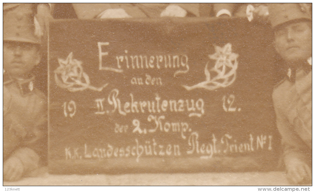 Erinnerungs - Foto Vom II. Rekrutenzug Der 2. Kompanie K.K. Landesschützen - Rgt. Trient Nr. 1, 1912 - Sonstige & Ohne Zuordnung