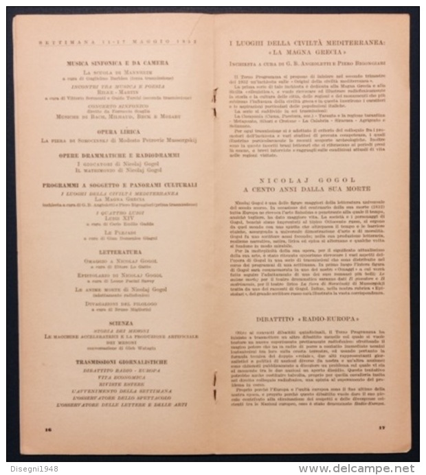 05343 "TERZO PROGRAMMA RAI - RADIO ITALIANA - PROGRAMMI 1952 - 4 VOLUMI TRIMESTRALI" PUBBLICAZIONI ORIGINALI - Programmi