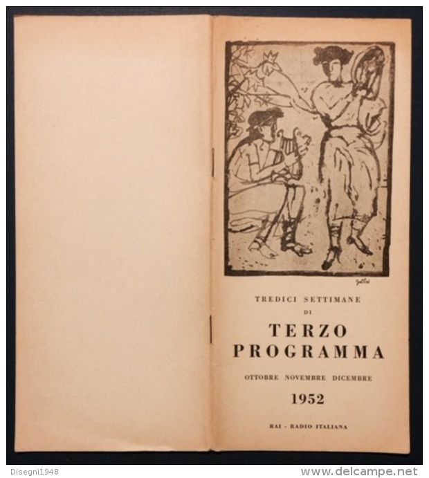 05343 "TERZO PROGRAMMA RAI - RADIO ITALIANA - PROGRAMMI 1952 - 4 VOLUMI TRIMESTRALI" PUBBLICAZIONI ORIGINALI