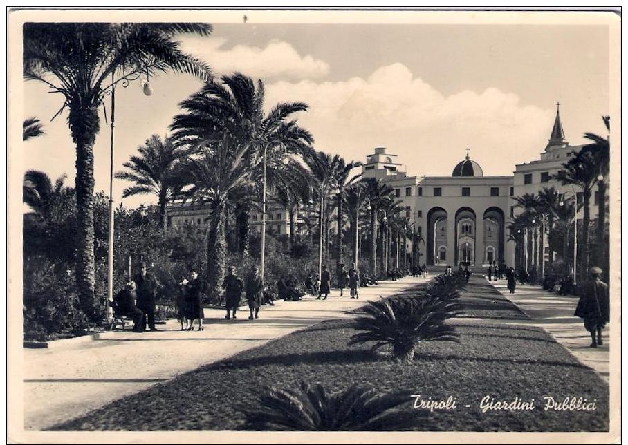 1940-Tripoli Cartolina Foto ""giardini Pubblici""con Francobollo Parzialmente Asportato - Libia