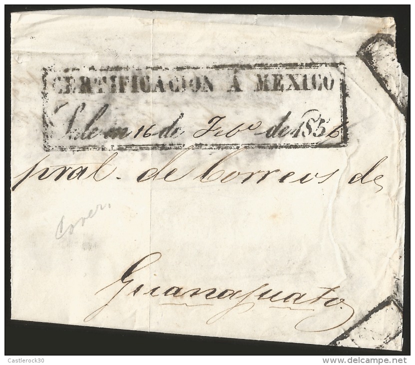 G)1856 MEXICO, CERTIFICATE FRONT COVER STAMPS CONSIGNMENT TO GUANAJUATO, F - Mexico