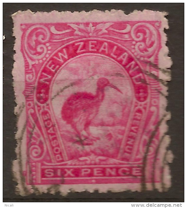 NZ 1898 6d Kiwi P11 Wmk SG 312c U #UG65 - Used Stamps