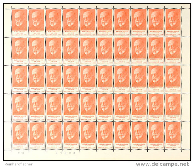 1966, Probedrucke Alois Jirasek (1851-1930) In Schwarz Bzw. Rot, In Bogen Zu Je 50 Marken, Mit Druckdatum 6.IV.66... - Autres & Non Classés