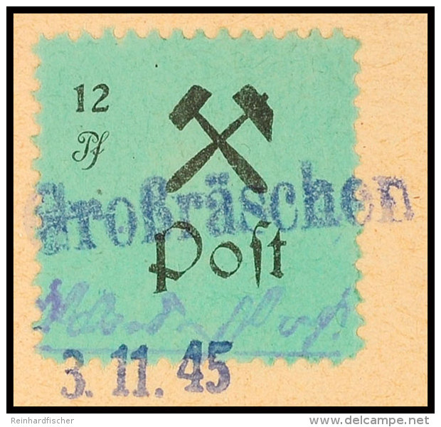 12 Pf. Schwarz A. Grün, Type IV, Tadellos A. Briefstück, Gepr. Zierer BPP, Mi. 200.-, Katalog: 25IV... - Grossraeschen