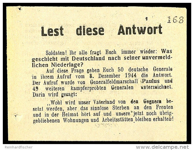 Lest Diese Antwort, Zweiseitiger Flugzettel (ca. 11,5 X 9 Cm): "...Was Geschieht Mit Deutschland Nach Seiner... - Autres & Non Classés