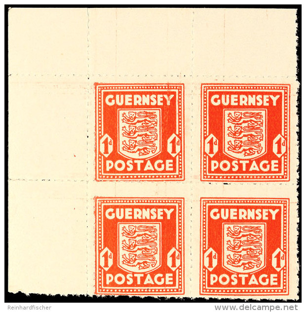 1d Zinnober, Eckrandviererblock, Katalog: 2c **1d Vermilion, Corner Margin Block Of Four, Catalogue: 2c ** - Autres & Non Classés