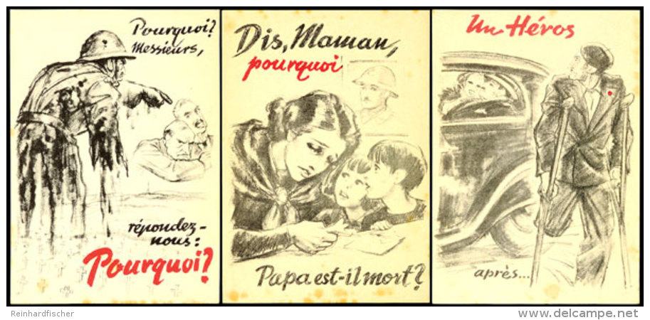 1940, Drei Verschiedene Flugblätter Des Oberkommandos Der Wehrmacht Für Frankreich Im Postkartenformat,... - Autres & Non Classés