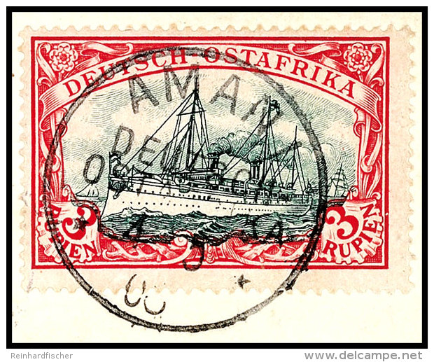 3 Rupien Kaiseryacht Tadellos Auf Briefstück Mit Zentrischem Stempel "AMANI", Luxus-Briefstück! Mi.... - Afrique Orientale