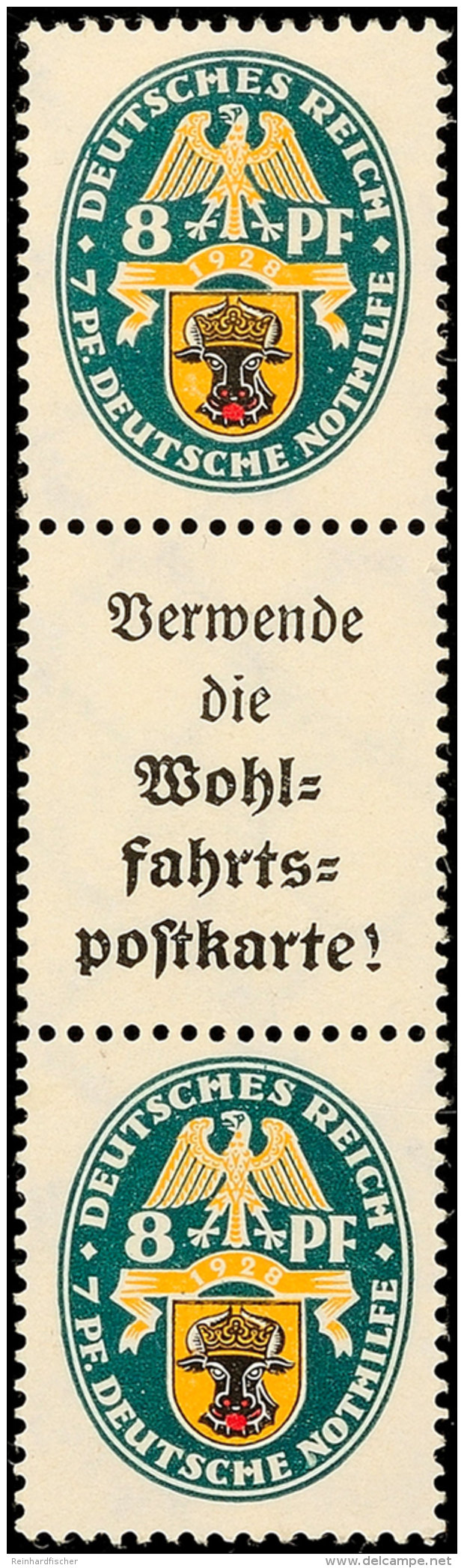 8 Pfg Nothilfe + A1.1 + 8 Pfg Nothilfe, Senkr. Zusammendruck, Tadellos Ungebraucht, Mi. 1.200.-, Katalog: S59... - Autres & Non Classés