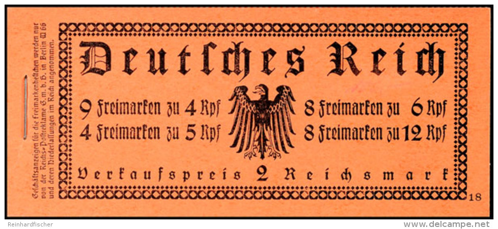 Reichspräsidenten 1932, ONr. 18, Komplettes Postfrischen Markenheftchen, H-Blatt 62 Mit Strichleisten, Mi.... - Carnets