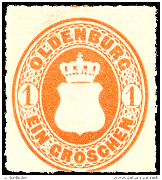 1 Gr. Orange, Probedruck Mit Durchstich 11 3/4, Tadellos Postfrisches Luxusstück, Selten Angeboten, Fotobefund... - Oldenbourg