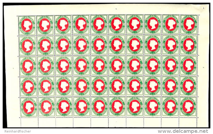 50 Pfg II. Auflage, Im Kompletten Postfrischen Bogen, Linker Bogenrand Links Unten Etwas Gekrumpelt, Dadurch Feld... - Héligoland