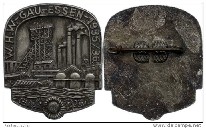 Spendenabzeichen "W.H.W. Gau-Essen 1935/36", Leichtmetall, An Nadel, Zustand II.  IIDonations Badge "W. H. W.... - Non Classés