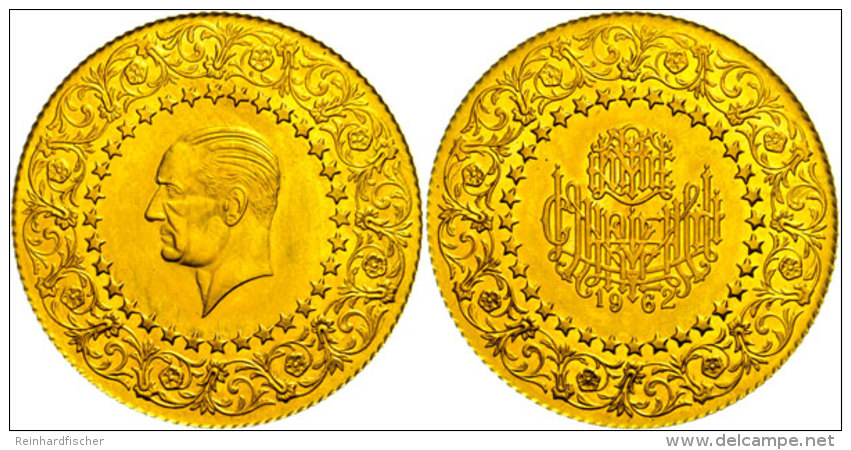 500 Piaster, Gold, 1962, Kemal Atatürk, Luxusprägung, Auflage Nur 1228 Stück, Avers Etwas Berieben,... - Turquie