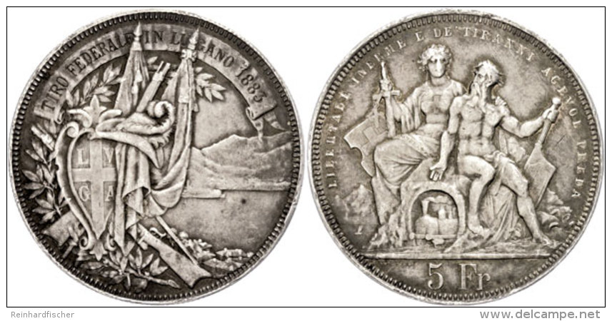 5 Franken, 1883, Lugano, HMZ 2-1343n, Ss.  Ss5 Franc, 1883, Lugano, HMZ 2-1343n, Very Fine.  Ss - Autres & Non Classés