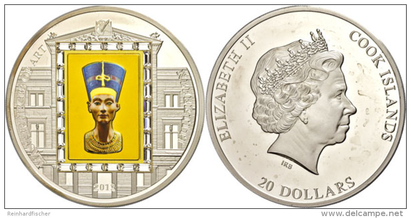 20 Dollars, 2012, Masterpieces Of Art, Nofretete, &frac14; Oz Gold-Inlaye Und 3 Oz Silber Mit Altarbild, Zertifikat... - Cook