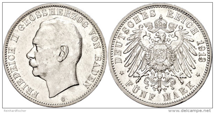 5 Mark, 1913, Friedrich II., Kl. Rf., Ss-vz., Katalog: J. 40 Ss-vz5 Mark, 1913, Frederic II., Small Edge Nick,... - Autres & Non Classés