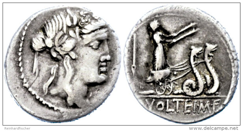 M. Volteius M.f., Denar (3,84g), 78 V. Chr., Rom. Av: Kopf Des Liber Nach Rechts. Rev: Ceres In Schlangenbiga Nach... - République (-280 à -27)
