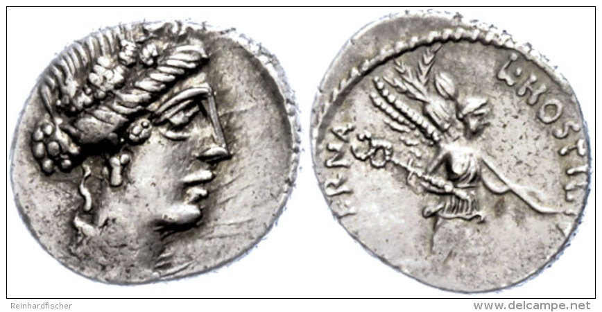 L. Hostilius Saserna, Denar (3,91g), 48 V. Chr., Rom. Av: Weiblicher Kopf Nach Rechts. Rev: Victoria Mit... - République (-280 à -27)