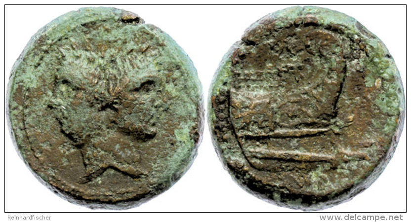 Sextus Pompeius Pius, As (27,37g), 45 V. Chr., Heeresmünzstätte Auf Sizilien. Av: Januskopf. Rev: Prora... - République (-280 à -27)