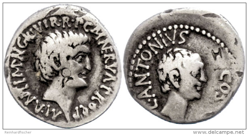 M. Antonius Und M. Cocceius Nerva, Denar (3,69g), 41 V. Chr., Heeresmünzstätte In Kleinasien. Av: Kopf... - République (-280 à -27)