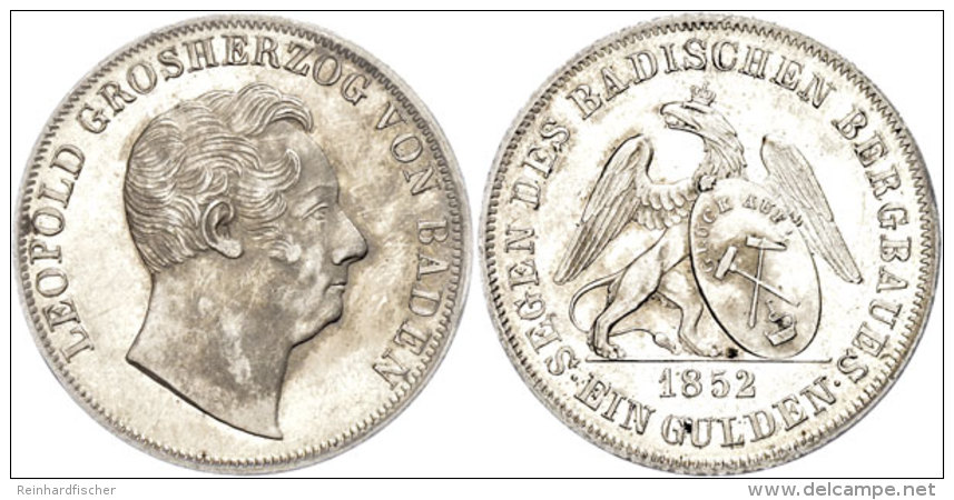Gulden, 1852, Carl Leopold Friedrich, AKS 96, J. 66, Vz.  VzGuilder, 1852, Carl Leopold Frederic, Picture... - Autres & Non Classés