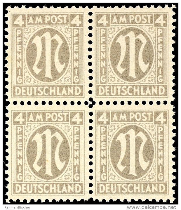 4 Pfg AM-Post, Probedruck II, Viererblock, Tadellos Postfrisch, Gepr. Schlegel BPP, Mi. 480.-, Katalog: 18PII... - Autres & Non Classés