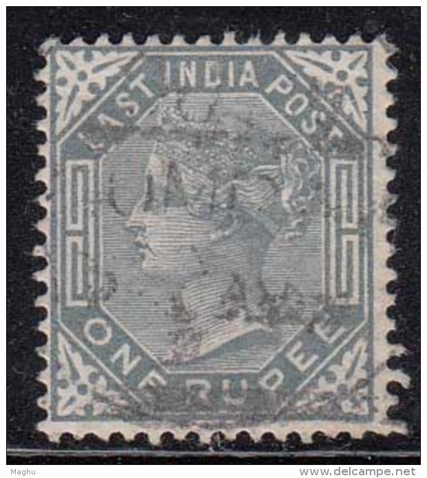 British East India Used 1874.........One Rupee, Elephant Wartermark, - 1854 Britse Indische Compagnie