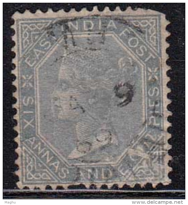 British East India Used 1866 - 1867......6a8p, Six Annas Eight Pies,  Elephant Wartermark, As Scan - 1854 Britse Indische Compagnie