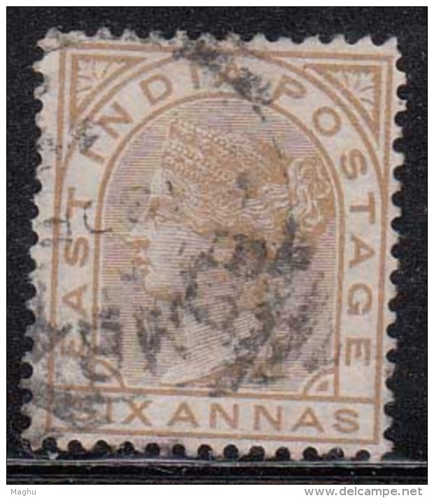 British East India Used 1876, Elephant Watermark, Six Annas - 1854 Britse Indische Compagnie