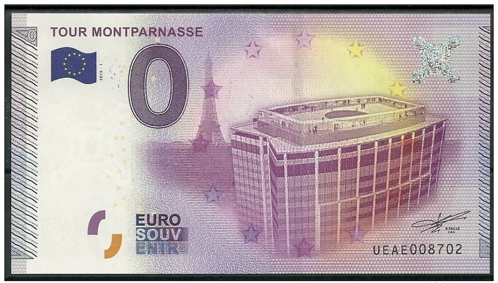 Billet Touristique 0 Euro 2015   La TOUR  MONTPARNASSE  Paris épuisé - Essais Privés / Non-officiels