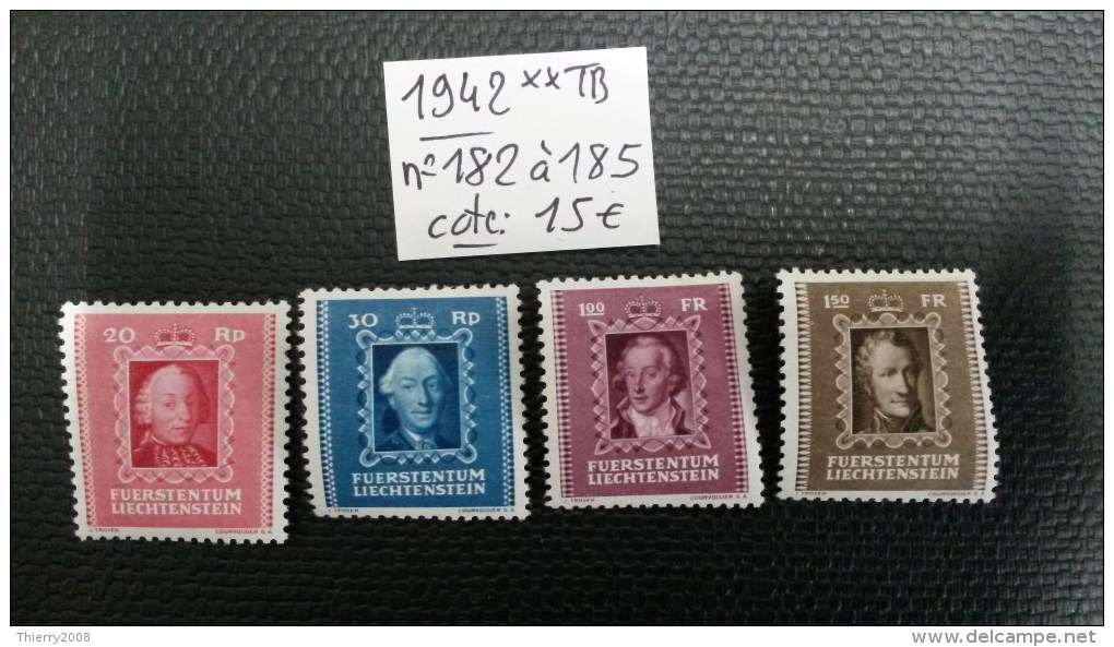 Liechtenstein 1941 N° 182 à 185  Neuf **  TB - Nuovi