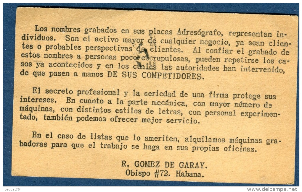 Cuba, Entier Postal De La Havane En 1935  ( Port Local)    Réf. 768 - Lettres & Documents