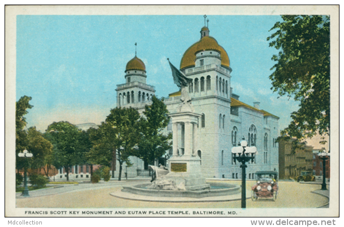 US BALTIMORE / Francis Scott Key Monument And Eutaw Place Temple / CARTE COULEUR - Baltimore