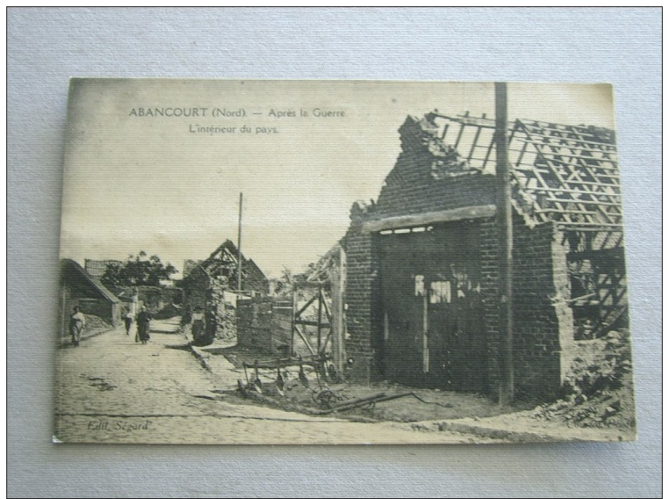 CARTE POSTALE Ancienne De ABANCOURT Nord 59 L'Intérieur Du Pays Après La Guerre - Autres & Non Classés