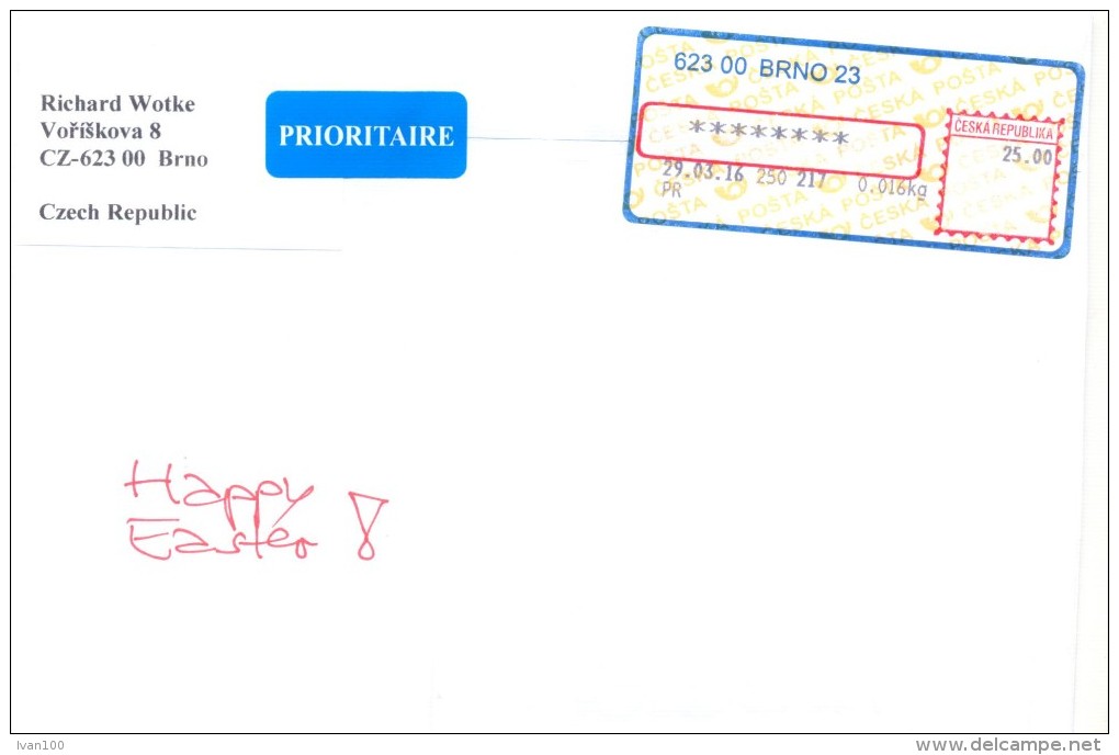 2016. Czech Republic, The Letter By Registered Prioritaire Post To Moldova - Brieven En Documenten