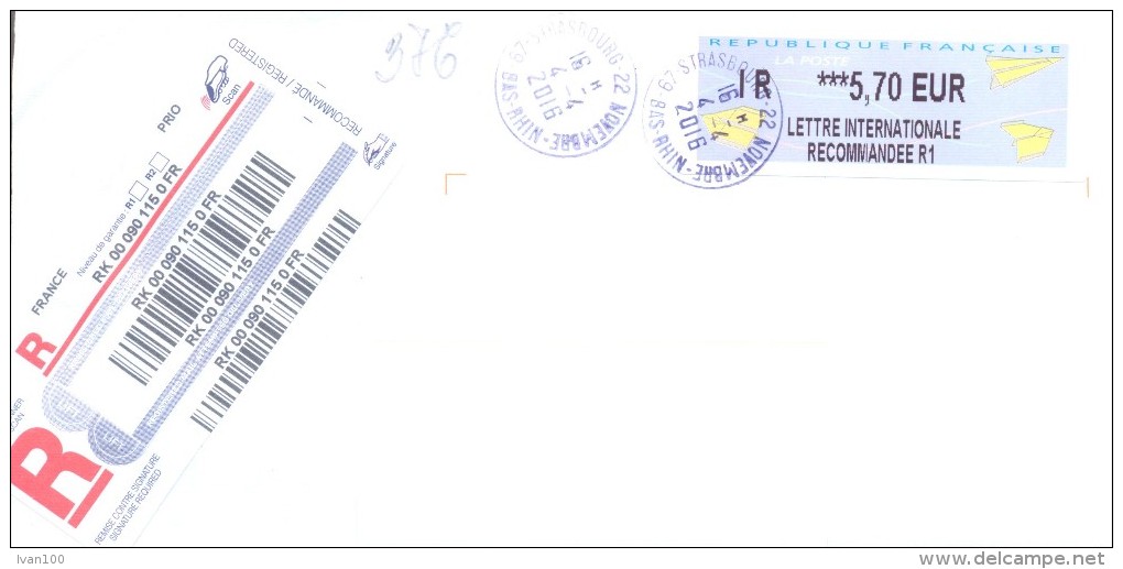 2016. France, The Letter By Registered Prioritaire Post To Moldova - Covers & Documents
