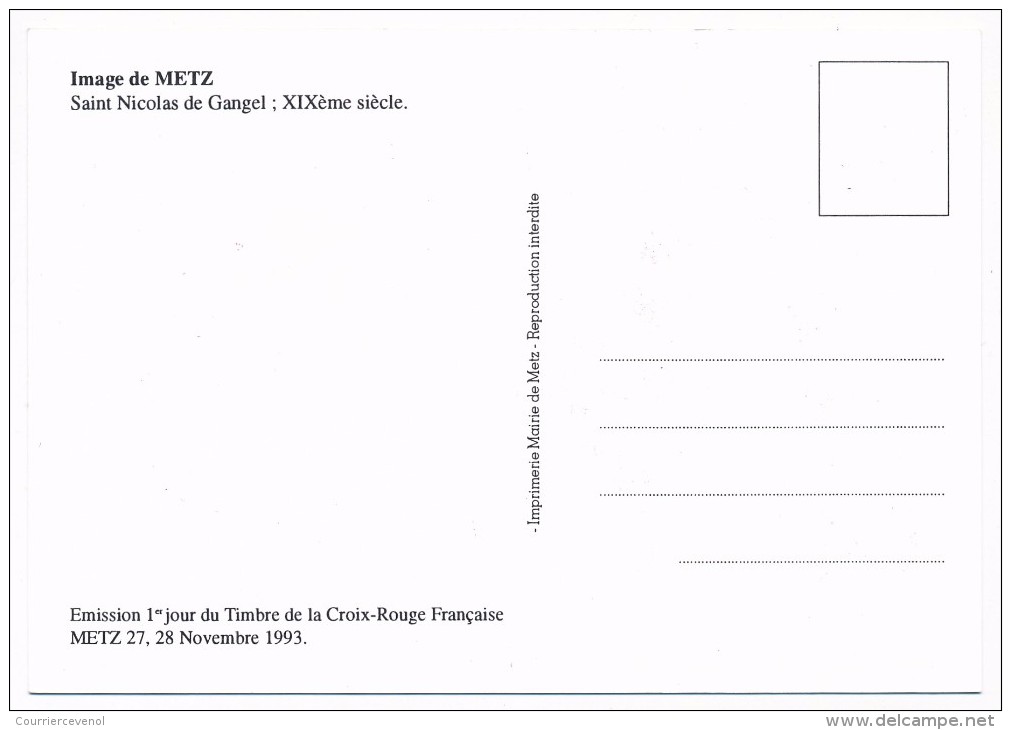 FRANCE - Carte Maximum => 2,80 + 0,60 Saint Nicolas - METZ 1993 - 1990-1999