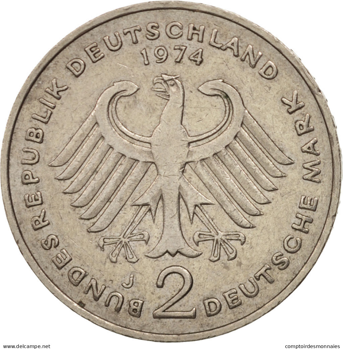 Monnaie, République Fédérale Allemande, 2 Mark, 1974, Hamburg, TTB+ - 2 Mark