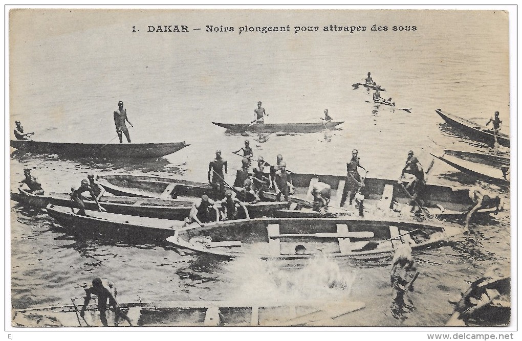 Dakar - Noirs Plongeant Pour Attraper Des Sous - Blacks Diving - Messageries Maritimes - Unused C1907 - Senegal